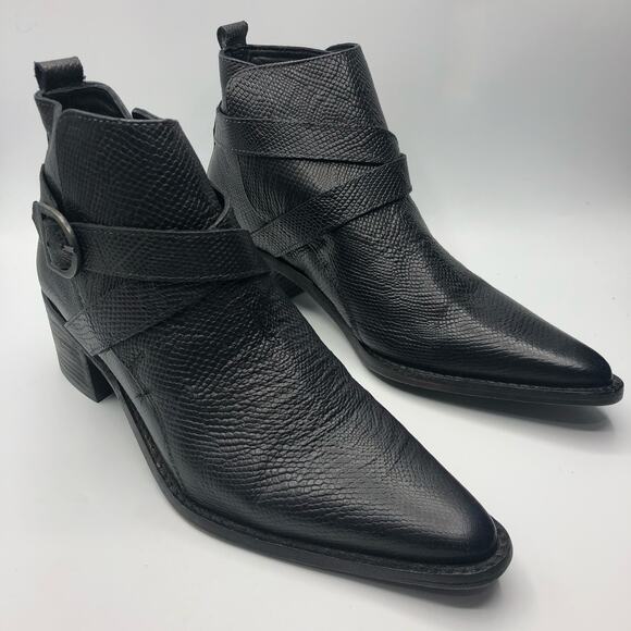 Free People Women's Back Loop Ankle Leather Booties Black EU 38 / US 8 - Picture 1 of 8